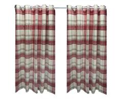 Just Contempo Rideaux à Åillets doublés chauds et rustiques toucher laine tissée Motif tartan, Polyester, Rouge (crème/beige), Paire de rideaux 168 x 183 cm (salon)