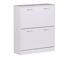 Wohnling WL1.347 Armoire à chaussures 2 abattants Blanc 87 cm