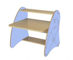 Mobeduc 600912HR14 Table Ordinateur enfant primaire bois hêtre/Lavande/Bleu 80 x 80 x 75 cm