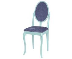 High Street Design Bleu Lot de 2 chaises de salle à manger avec pied cabriole et coussins en tissu violet