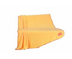 Gözze, plaid velour, 150x200 cm, jaune, lavable, antistatique, toucher agréable, chaleur, douceur et moelleux, souplesse et légèreté, objet de déco, idéal pour senvelopper sur un canapé