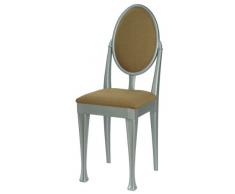 High Street Design Argent Lot de 6 chaises de salle à manger avec pieds Nuovo et coussins en tissu Café