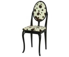 High Street Design Lot de 6 chaises de salle à manger noir avec pieds en Cabriole et coussins en tissu imprimé vache