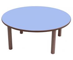 Rond-Mobeduc table enfant Bois diámetro de 80 cm, talla 3 Haya y azul lavanda