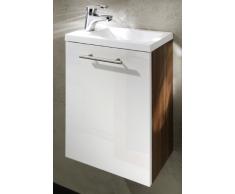 Posseik 5822 91 Meuble lavabo en noyer Blanc brillant
