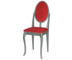 High Street Design Argent Lot de 4 chaises de salle à manger avec pied cabriole et pilier Boîte de coussins en tissu rouge