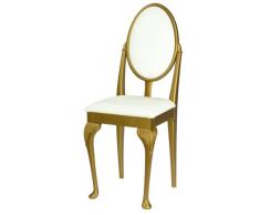 High Street Design Or Lot de 4 chaises de salle à manger avec pieds Queen Anne et coussins en simili cuir blanc