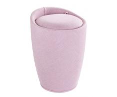 Wenko 22841100 Candy Tabouret de salle de bain Aspect Lin Rose 36 x 36 x 50,5 cm