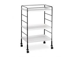 Relaxdays Desserte de cuisine îlot chariot H x l x P: 72 x 47 x 32 cm buffet à roulettes 3 tablettes 3 étages meuble avec 4 roues, blanc