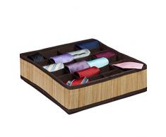 Relaxdays Boîte à cravates de rangement pliable design bambou organiseur de tiroir sous-vêtements chaussettes 24 emplacements nature