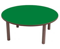 Rond-Mobeduc table enfant Bois diámetro de 80 cm, talla 3 Haya y verde oscuro