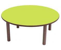 Rond-Mobeduc table enfant Bois diámetro de 80 cm, talla 2 Haya y verde manzana
