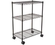 AmazonBasics Étagère 3 niveaux à roulettes - Noir