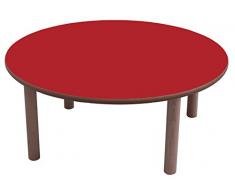 Rond-Mobeduc table enfant Bois diámetro de 80 cm, talla 1 Haya y rojo cereza