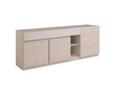 LASTMEUBLES 0275E3PT GABY Enfilade avec 3 Portes Panneaux de particules/Décor Imitation Frêne Nelson/Gris City 220,3 x 48,9 x 86 cm