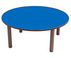 Rond-Mobeduc table enfant Bois diámetro de 80 cm, talla 2 Haya y azul oscuro
