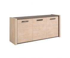 LASTMEUBLES 0329EN3P STEEL Enfilade avec 3 Portes Panneaux de particules/Décor Imitation Pin Cendré/Béton Foncé 185 x 50 x 84,8 cm