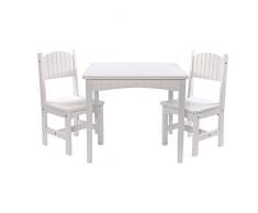 Baby Déco - Table et 2 chaises Dion en bois pour enfant - Blanc