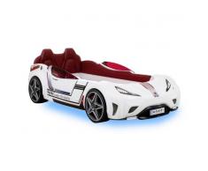 Nilmex Lit voiture pour enfant 90 x 195 cm avec led coloris blanc