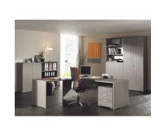 Nilmex ensemble avec BUREAU 200 CM et ÉLÉMENTS RANGEMENT ET CLASSEMENT coloris bouleau gris