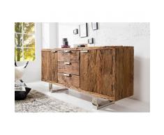 Depotmeubles Enfilade moderne en bois massif et acier inoxydable