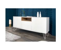 Depotmeubles Enfilade moderne à 2 portes et 2 tiroirs en bois mdf coloris blanc laqué