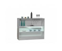 OVIO Meuble bar blanc laqué design LED