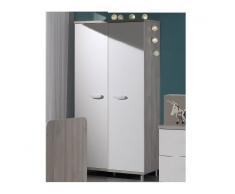 NOOR Armoire contemporaine à 2 portes ouvrantes pour chambre bébé coloris greige blanc