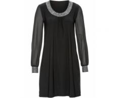 Robe de soirée: Robe avec strass appliqués noir manches longues femme - bonprix