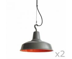 HOOK - 2 Suspensions d'extérieur Gris/Orange Ø36cm - Luminaire d'extérieur Eleanor Home designé par Sune Jehrbo