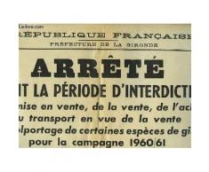 1 Affiche De L' Arrêté Fixant La Période D'interdiction De La Mise En Vente, De La Vente, De L'achat, Du Transport En Vue De La Vente Et Du Colportage De Certaines Espèces De Gibier Pour La ...