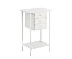 Tousmesmeubles Sellette blanche 3 tiroirs n°1 - BRUTUS - L 43 x l 26 x H 69
