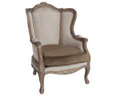 Tousmesmeubles Fauteuil à oreilles Régence - ORILLA - L 73 x l 80 x H103