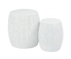Tousmesmeubles Duo de Sellettes Blanc - NEBOB - L 40 x l 40 x H 41