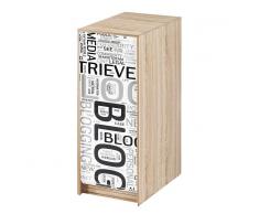 Tousmesmeubles Caisson à rideau Bois - JEEZY n°3 - L 29 x l 48 x H 72