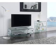 items-france GLASSE - Meuble tv en verre avec roulettes
