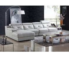 items-france TEMA - Canape contemporain d'angle cuir 5 places 366x170x102
