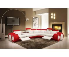 items-france HAWAI 3 - Canape d'angle noir en cuir 6 personnes