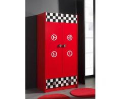 Leylina Armoire enfant à 2 portes et 1 tiroir FUNNY coloris rouge haute brillance