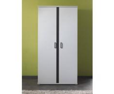 Leylina Armoire 2 portes pour chambre d'enfant, couleur blanche et grise (anthracite)