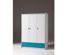Leylina Armoire à 3 portes pour enfant design BOLO coloris blanc/fuchsia