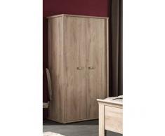 Leylina Armoire contemporaine 2 portes ouvrantes coloris chêne cuneo pour enfant/bébé collection ELISE