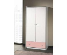 Leylina Armoire à 2 portes pour enfant coloris blanc/rose BOVA