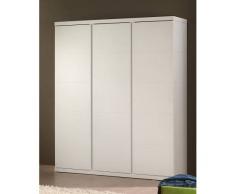 Leylina Armoire en blanc laqué avec 3 portes pour chambre enfant.