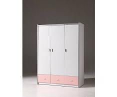 Leylina Armoire à 3 portes pour enfant coloris blanc/rose design BOLO