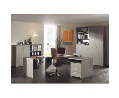 Leylina ensemble avec BUREAU 200 CM et ÉLÉMENTS RANGEMENT ET CLASSEMENT coloris bouleau gris