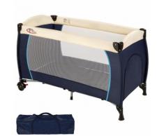 Lit Parapluie, Lit Bébé Pliant, Lit De Voyage + 1 Sac De Rangement En Polyester 126 Cm X 65 Cm X 80 Cm Bleu Tectake