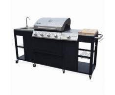 Barbecue au gaz D'Artagnan cuisine extérieure 5 brûleurs évier planche thermomètre ustensiles