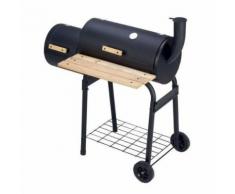 VALET SMOKER Barbecue fumoir a charbon - Acier chromé - 115x104x58 cm - Noir