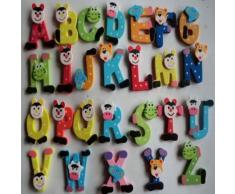 26pcs Bande Dessinée En Bois Alphabet A-Z Aimants De Jouets Éducatifs À L'enfance